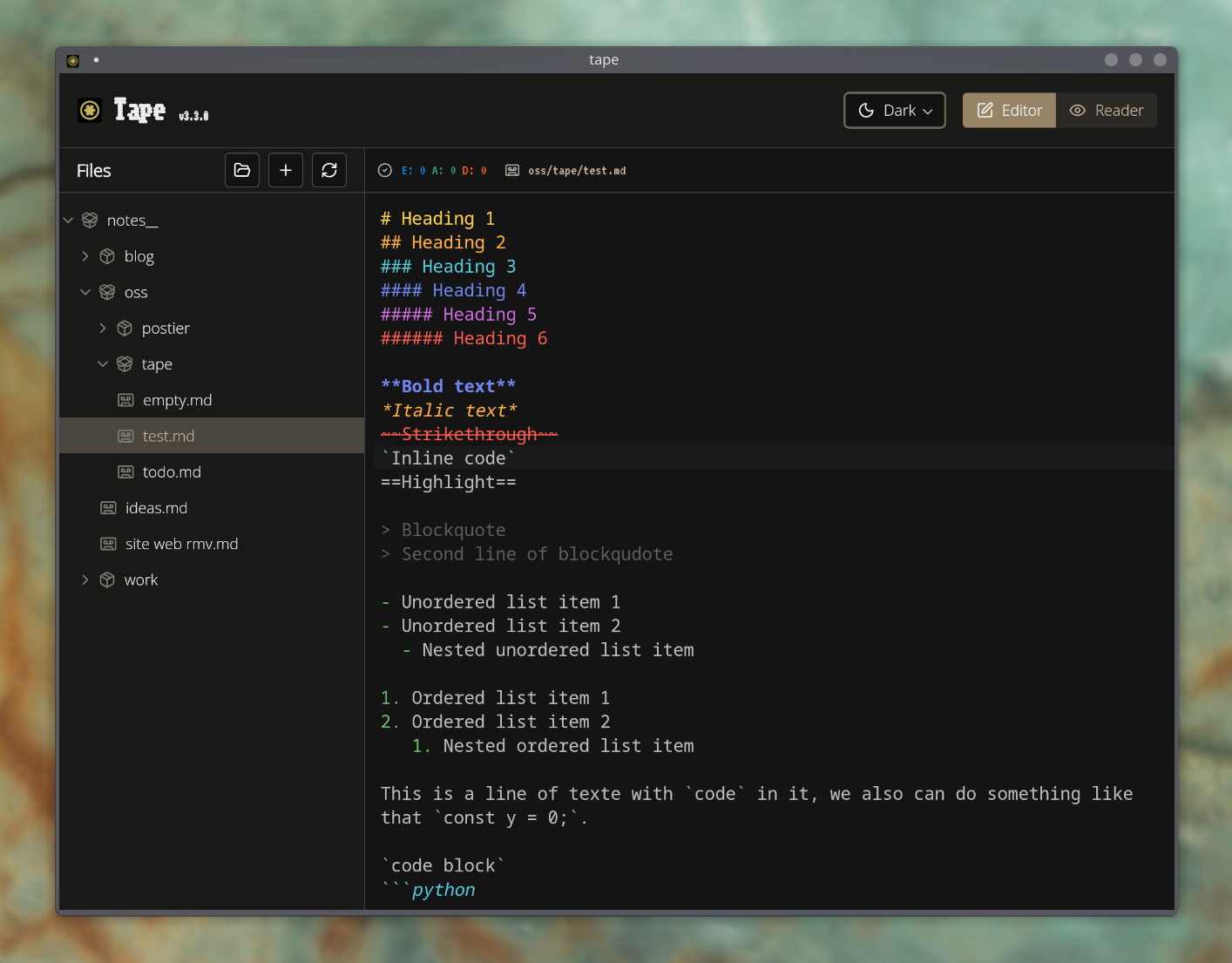 The Tape note taking app screenshot